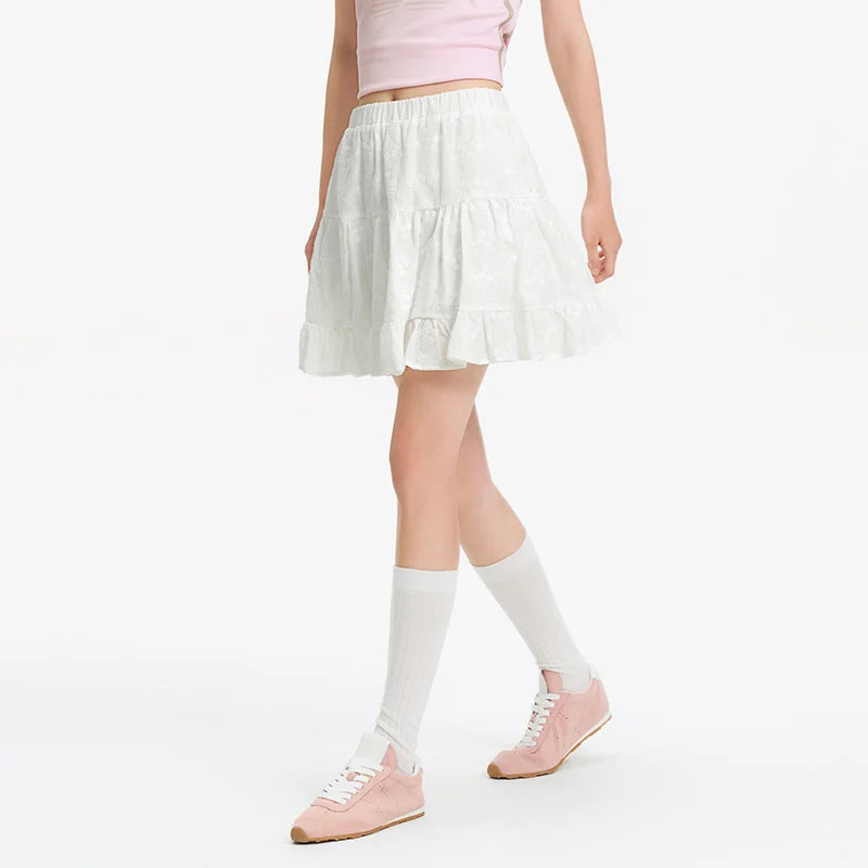 Semir Half Skirt Women Design Sense High-end Elegant Embroidered 2025 New Summer A-line Layered Skirt Playful