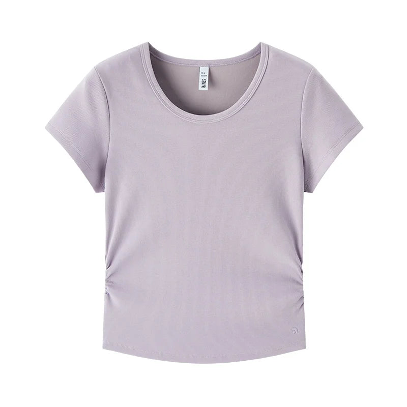 Semir Short Sleeve T-Shirt Women Cropped Slim Fit Shoulder Fit Design 2025 New Summer Embroidered Top Versatile for Chic Outfits