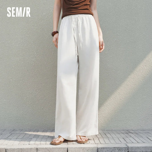 Semir Women Pants Linen Loose Wide Leg