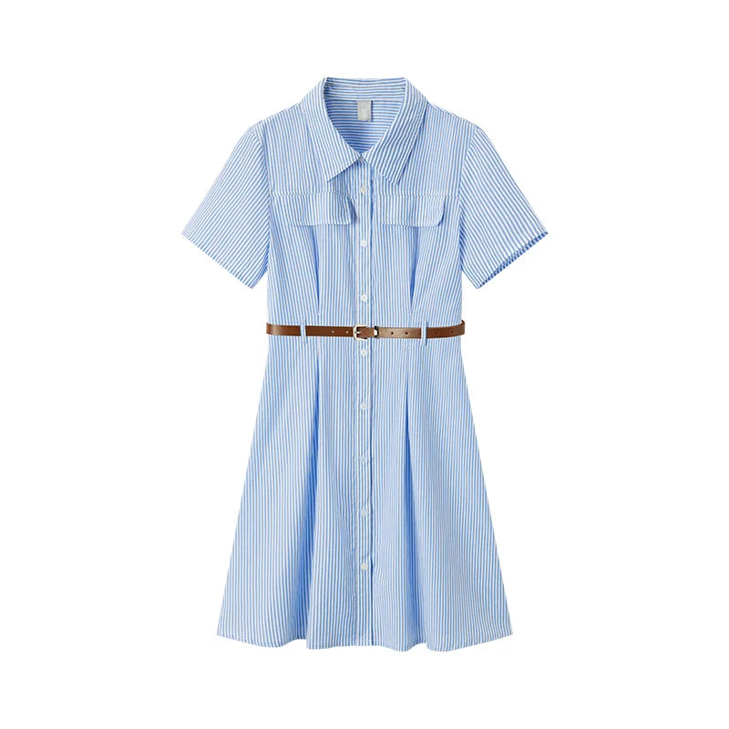 Semir Dress Women Pure Cotton Fashionable and Elegant 2025 New Summer Version Slimming and Waist-tightening Shirt Dress