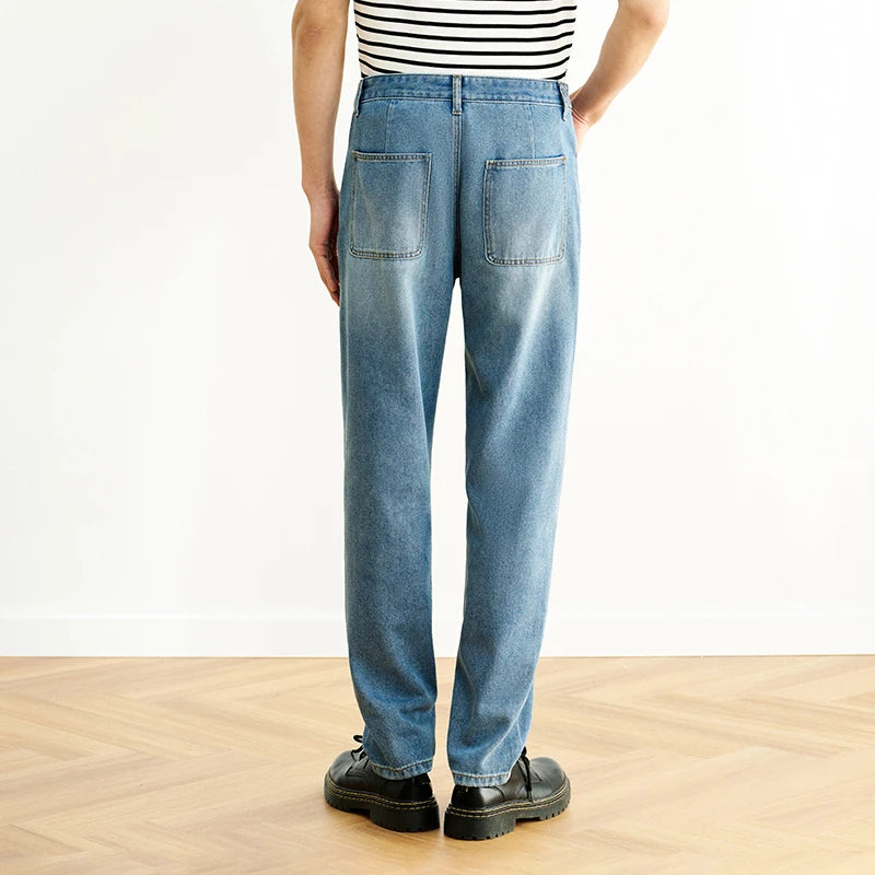 Semir Jeans Men Retro Distressed Wash Cool Feeling Tapered Pants 2025 New Summer Long Pants Classic Versatile for Casual Wear
