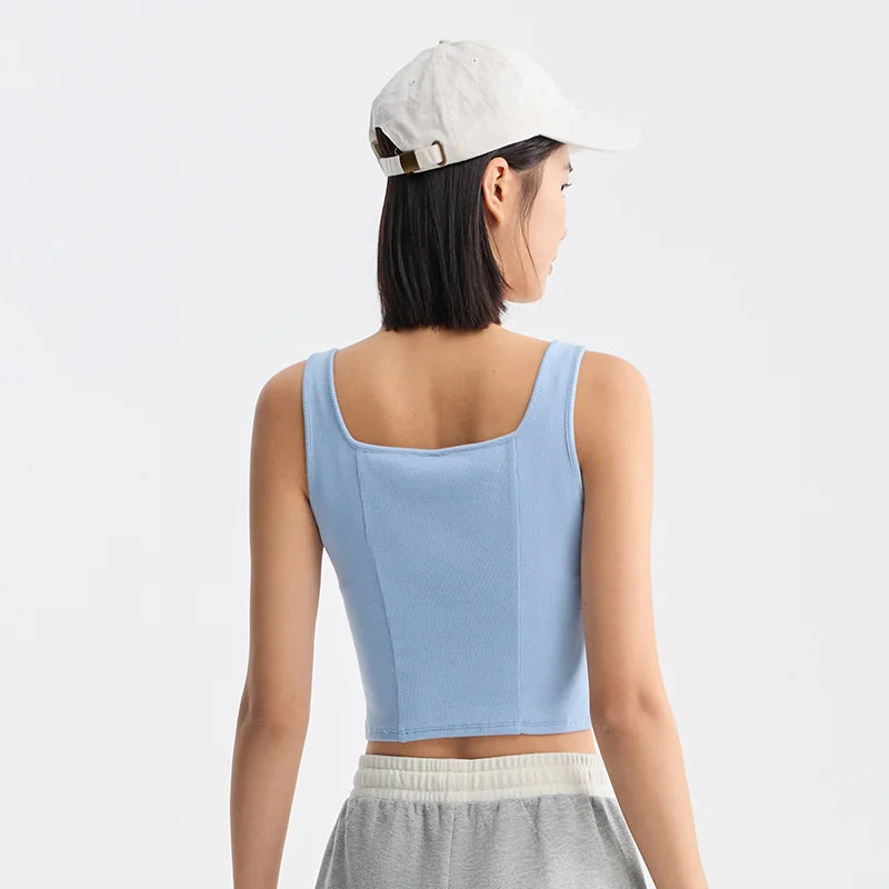 Semir Vest Women Short-Length With Square Neckline Cute Print 2024 Summer New Slim-Fit Corset Top Sassy