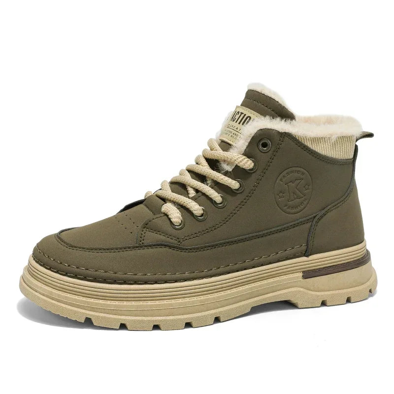 Men's Cotton Boots Autumn and Winter New Warm Plush Outdoor Shoes Casual Snow Boots Non-slip Soft-sole Ankle Boots Cotton Shoe
