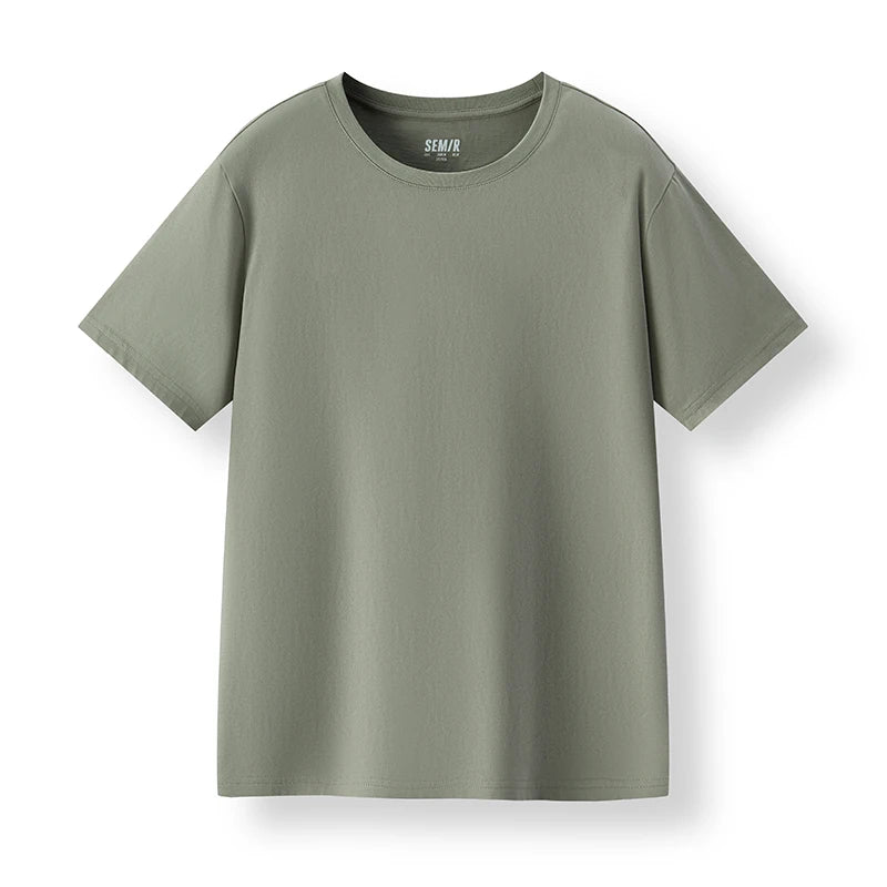 Semir Short Sleeve T-Shirt Men Pure Cotton Bottoming Shirt 2025 New Spring Solid Color Inner Layer Top Versatile White T-Shirt