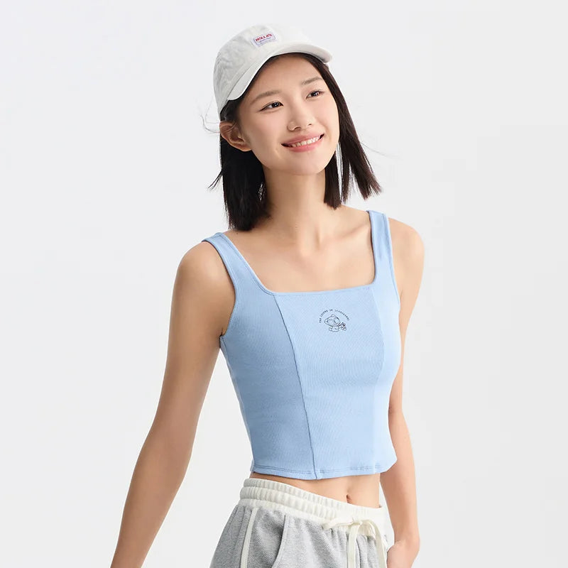 Semir Vest Women Short-Length With Square Neckline Cute Print 2024 Summer New Slim-Fit Corset Top Sassy