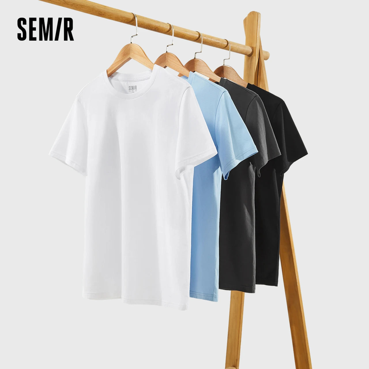 Semir Short Sleeve Men T-Shirt Cotton 2024 Summer New Man Clothing Is Thin And Versatile T Shirt Couples Solid Color Bottoming