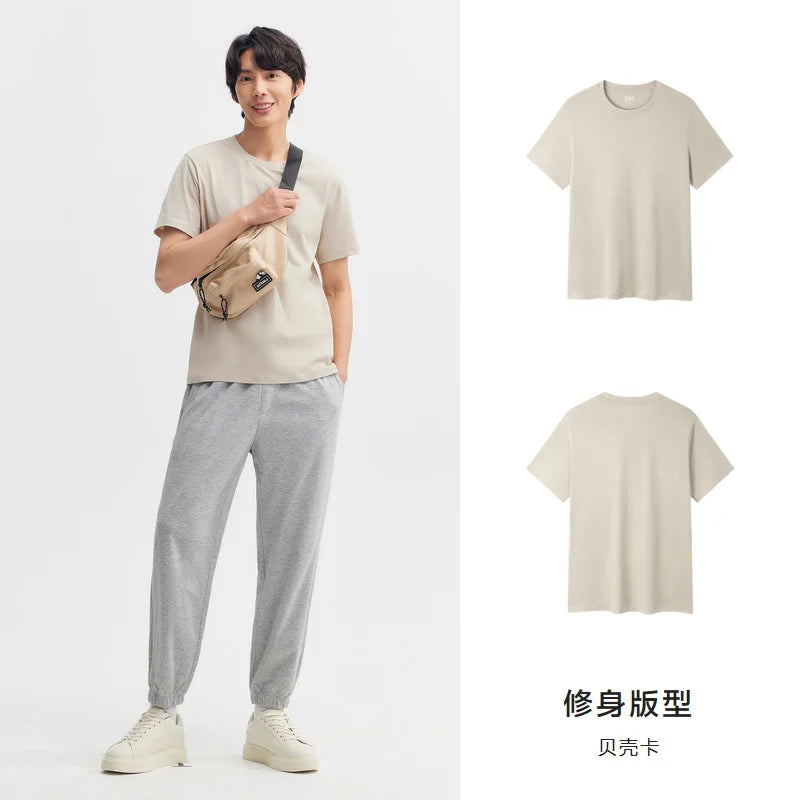 Semir Short Sleeve Men T-Shirt Cotton 2024 Summer New Man Clothing Is Thin And Versatile T Shirt Couples Solid Color Bottoming
