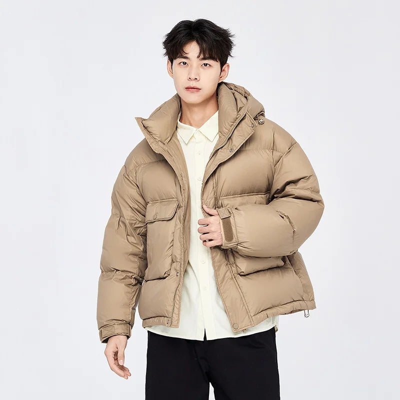 Semir Down Jacket Men 2022 Winter New Warm And Comfortable Simple Top Solid Color Casual Hooded Jacket Trendy