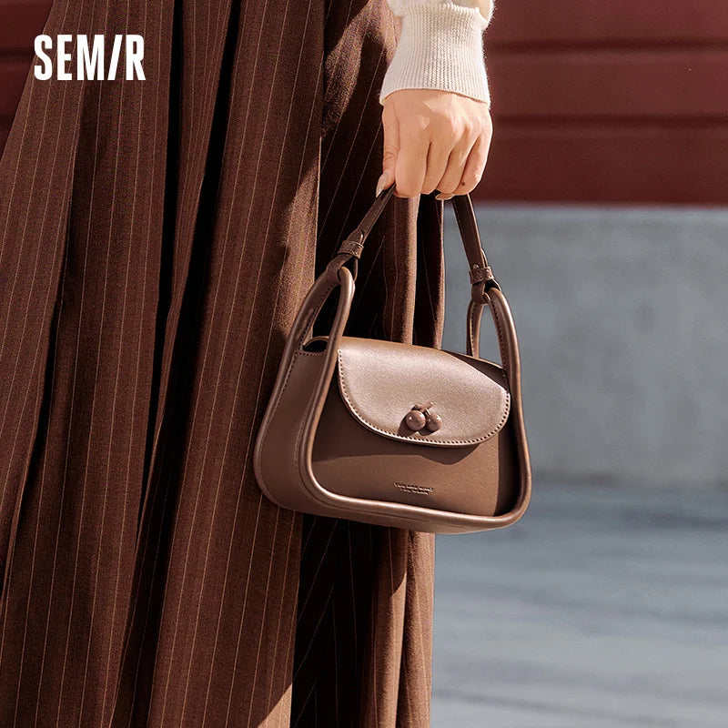 Semir Bag Saddle Bag Women French Style Handbag Trendy Korean Style Single Shoulder Bag Fashion Crossbody Bag