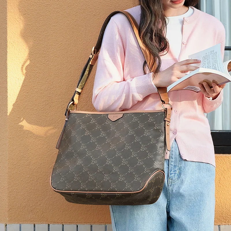 Semir Tote Bag Women 2025 New Style Vintage Monogram Crossbody Bag Popular Shoulder Bag Large-capacity Shopping Bag