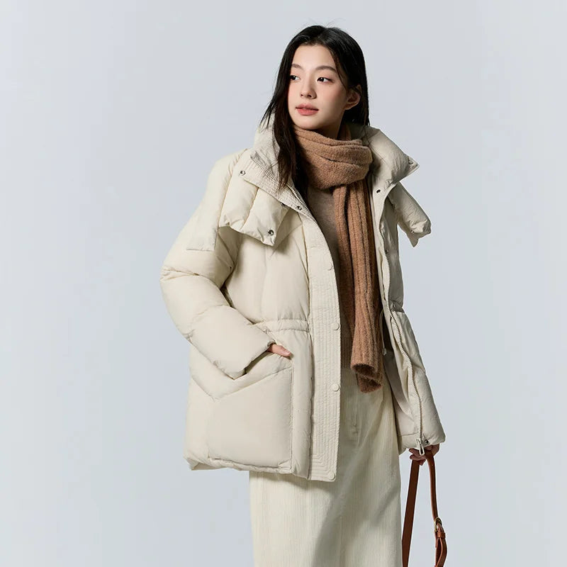 Semir Down Jacket Women Medium Length Loose 2023 New Textured Warm Winter Wear