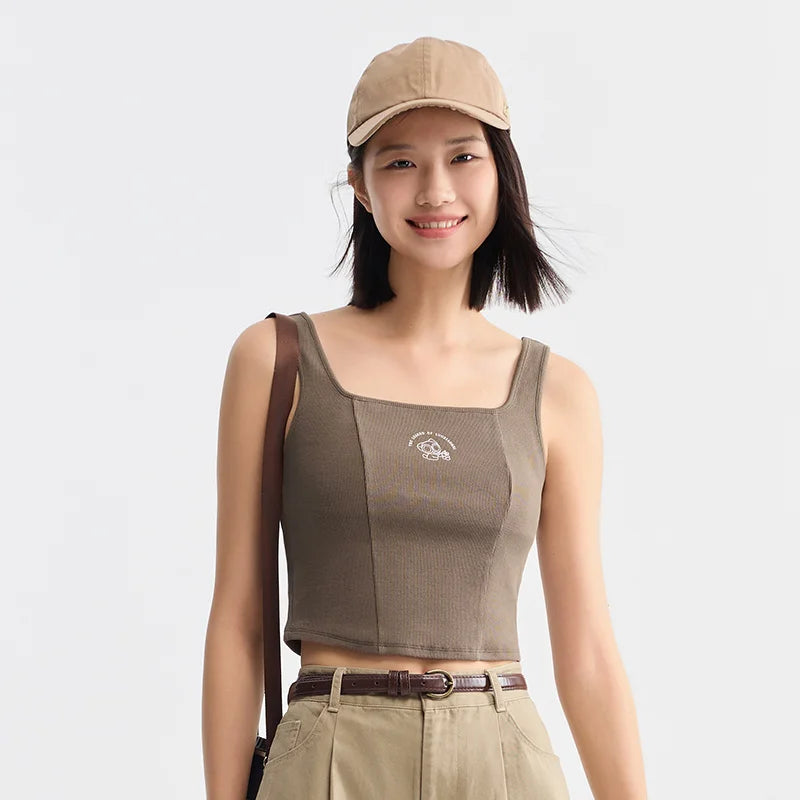 Semir Vest Women Short-Length With Square Neckline Cute Print 2024 Summer New Slim-Fit Corset Top Sassy