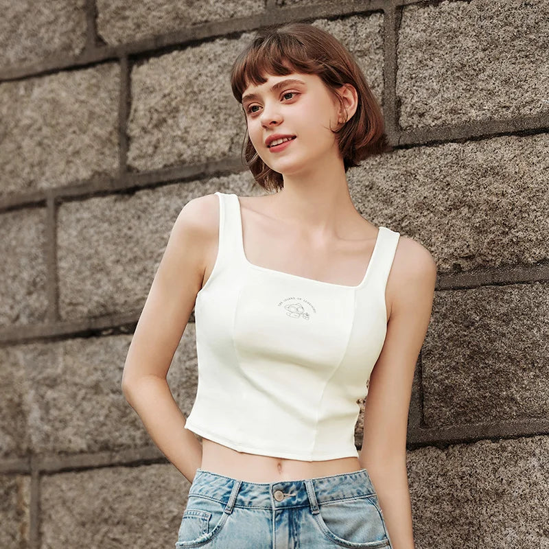 Semir Vest Women Short-Length With Square Neckline Cute Print 2024 Summer New Slim-Fit Corset Top Sassy