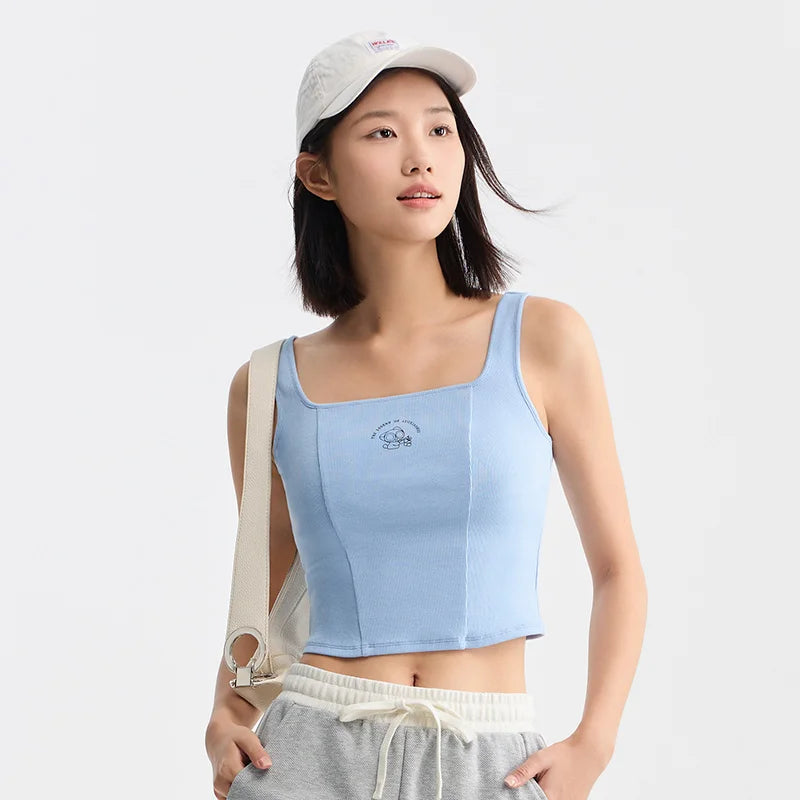 Semir Vest Women Short-Length With Square Neckline Cute Print 2024 Summer New Slim-Fit Corset Top Sassy