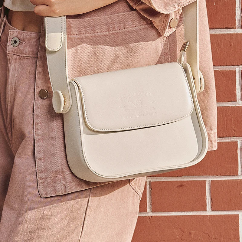 Semir Bag Saddle Bag Women Simple Solid Color Temperament Single Shoulder Crossbody Bag Cute Casual Commuter Bag