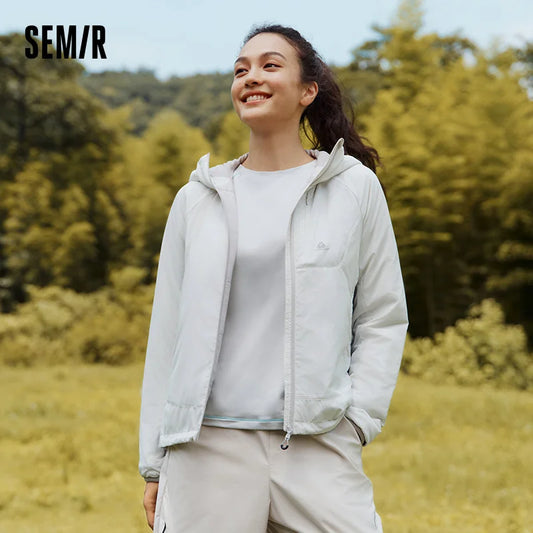 Semir Women Cotton Coat Three-Resistant Raglan Slim Hooded