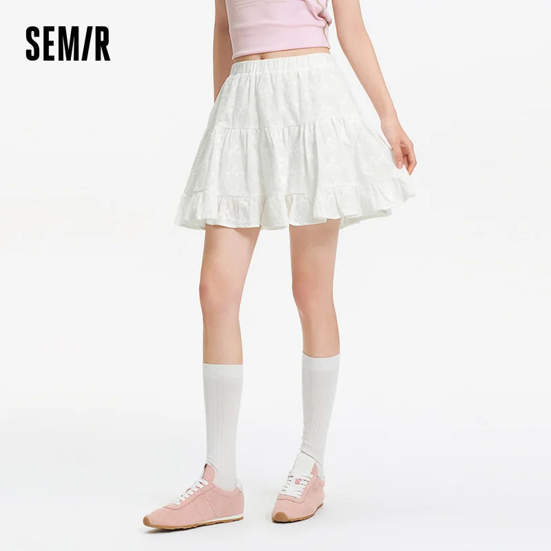 Semir Half Skirt Women Design Sense High-end Elegant Embroidered 2025 New Summer A-line Layered Skirt Playful