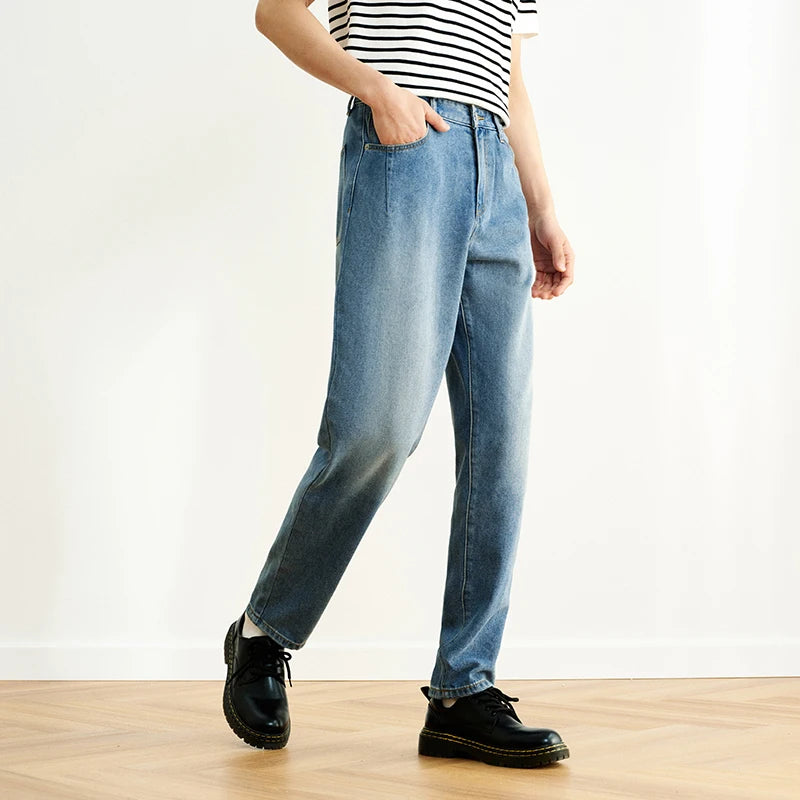 Semir Jeans Men Retro Distressed Wash Cool Feeling Tapered Pants 2025 New Summer Long Pants Classic Versatile for Casual Wear
