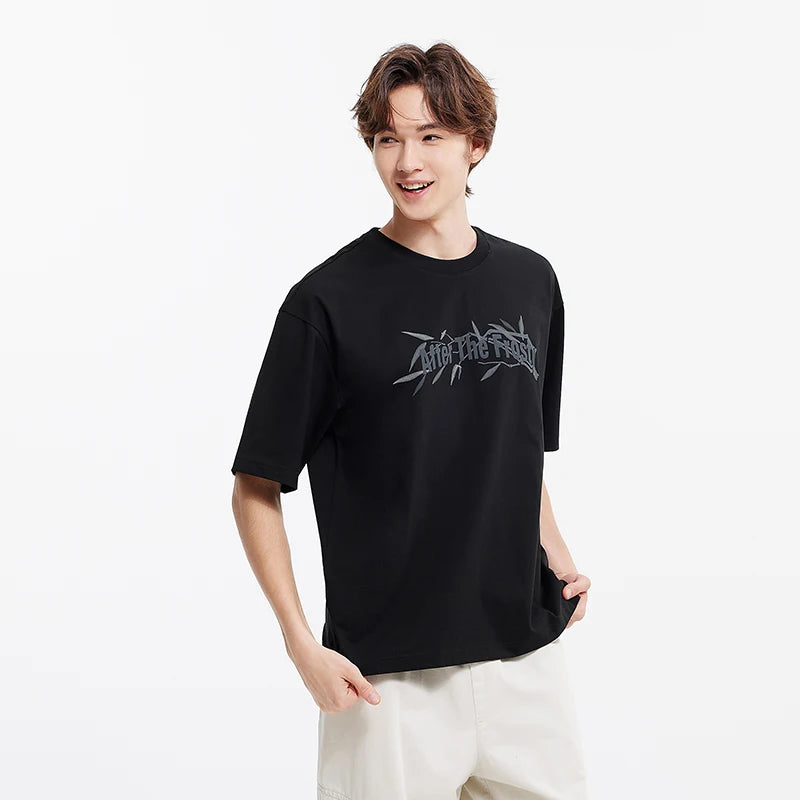 Semir Short Sleeve T-Shirt Men Bamboo Leaf Print Cool Feeling 2025 New Summer Loose Knit Base Layer Top for Trendy Outfits
