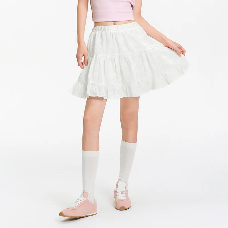 Semir Half Skirt Women Design Sense High-end Elegant Embroidered 2025 New Summer A-line Layered Skirt Playful