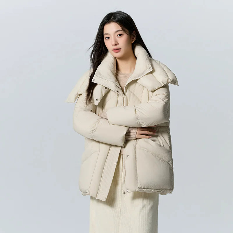 Semir Down Jacket Women Medium Length Loose 2023 New Textured Warm Winter Wear