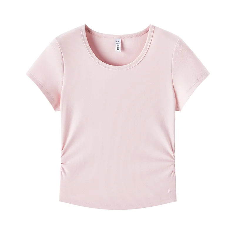 Semir Short Sleeve T-Shirt Women Cropped Slim Fit Shoulder Fit Design 2025 New Summer Embroidered Top Versatile for Chic Outfits