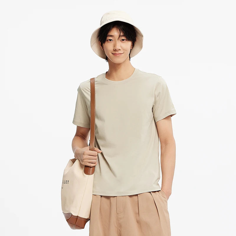 Semir Short Sleeve T-Shirt Men Moisture Wicking Antibacterial T-Shirt 2025 New Summer Solid Color Top for Heat Protection