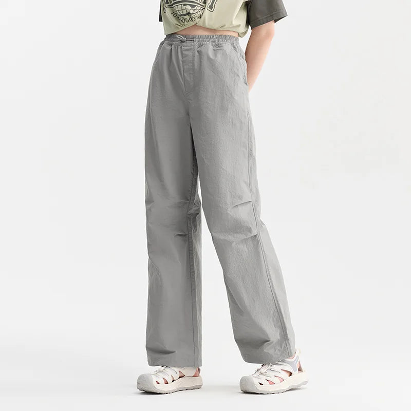 Semir Casual Trousers Women Elastic Waist Solid Colour Texture Trousers 2024 Summer New Sunscreen Wide-Leg Trousers Tide Cool St