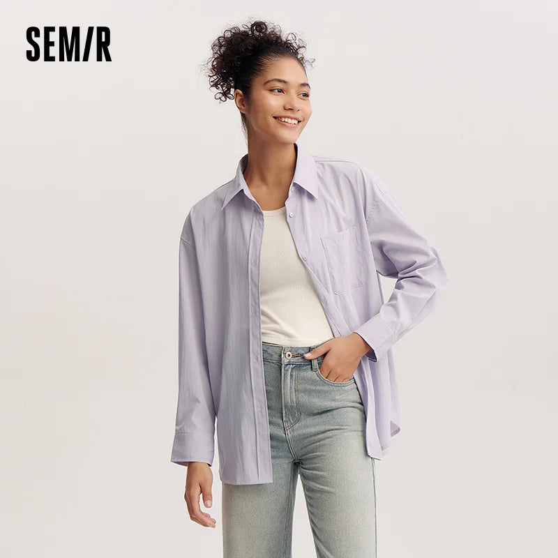 Semir Long Sleeve Shirt Women Oversize Shirt with Short Vest 2025 New Spring Two-Piece Set for Trendy and Casual Style
