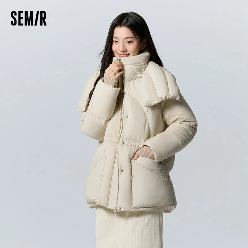 Semir Down Jacket Women Medium Length Loose 2023 New Textured Warm Winter Wear