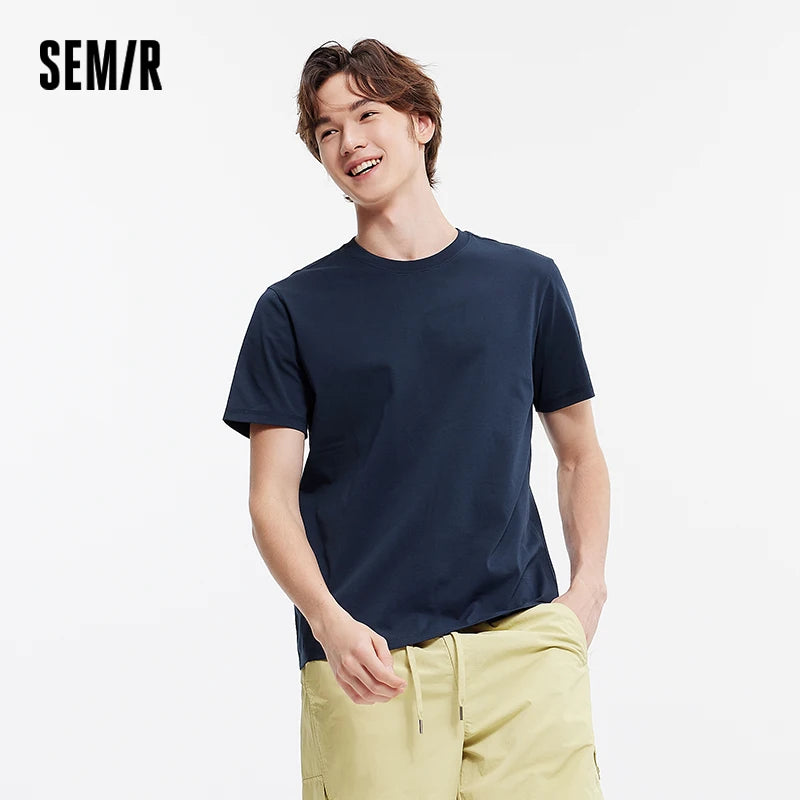 Semir Short Sleeve T-Shirt Men Moisture Wicking Antibacterial T-Shirt 2025 New Summer Solid Color Top for Heat Protection