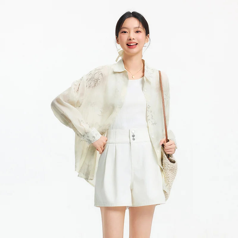 Semir Women Long Sleeve Shirt Oversize Print