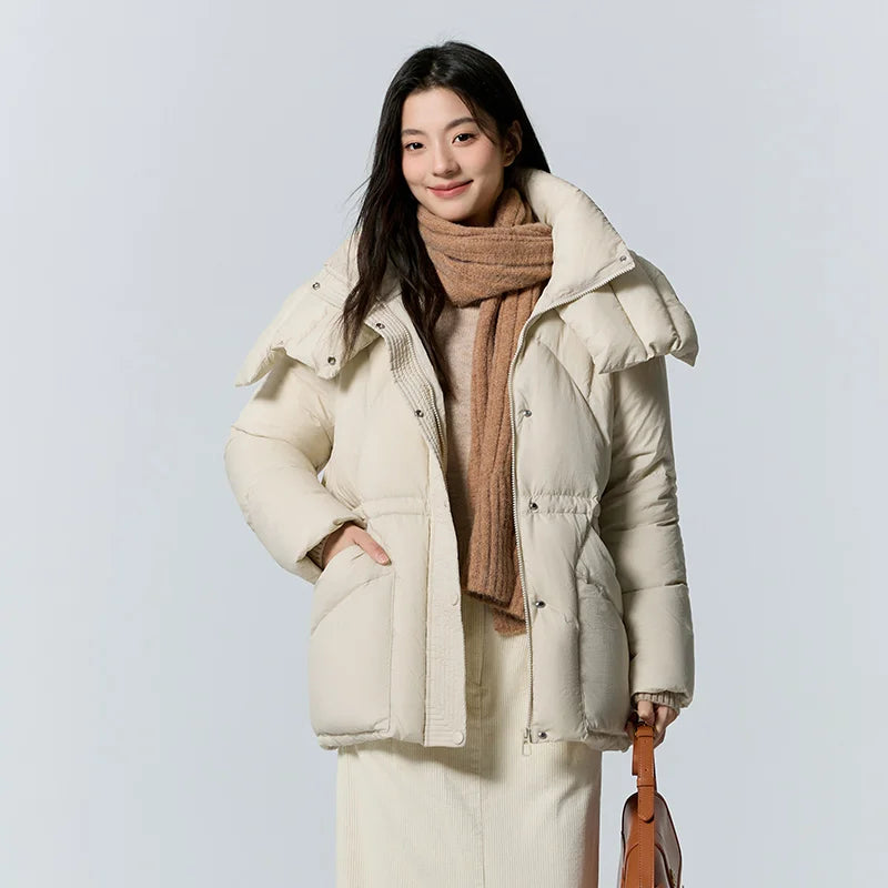 Semir Down Jacket Women Medium Length Loose 2023 New Textured Warm Winter Wear