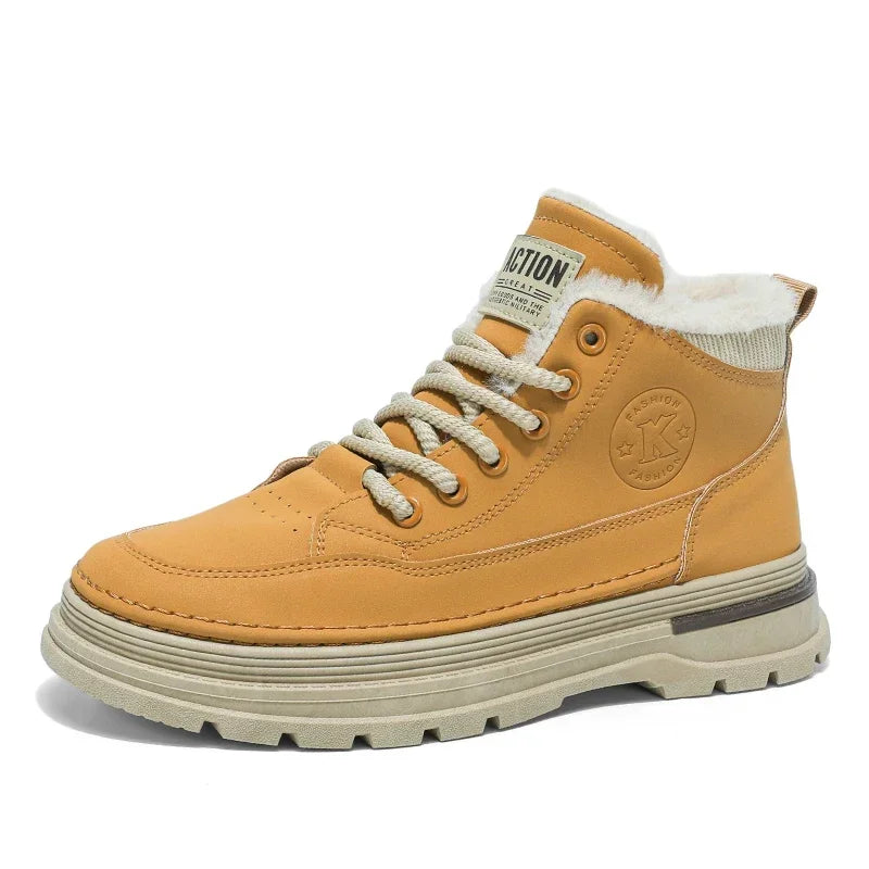 Men's Cotton Boots Autumn and Winter New Warm Plush Outdoor Shoes Casual Snow Boots Non-slip Soft-sole Ankle Boots Cotton Shoe
