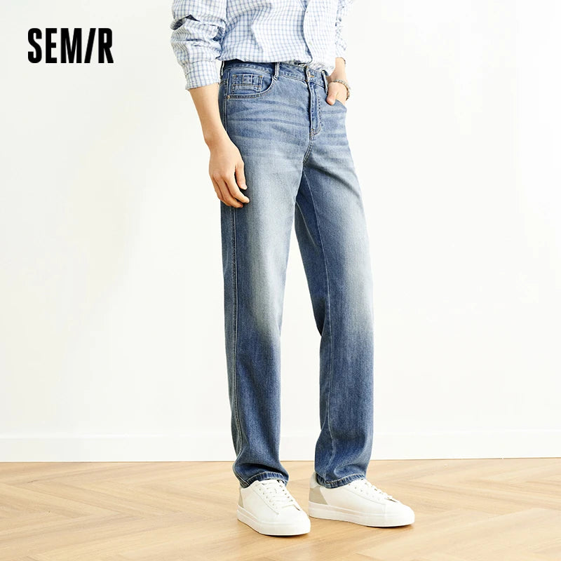 Semir Jeans Men Straight-Leg Retro Distressed 2025 New Summer Pants Cool Feeling Long Pants for Everyday and Trendy Outfits