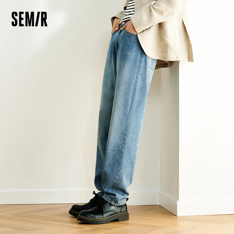 Semir Jeans Men Retro Distressed Wash Cool Feeling Tapered Pants 2025 New Summer Long Pants Classic Versatile for Casual Wear