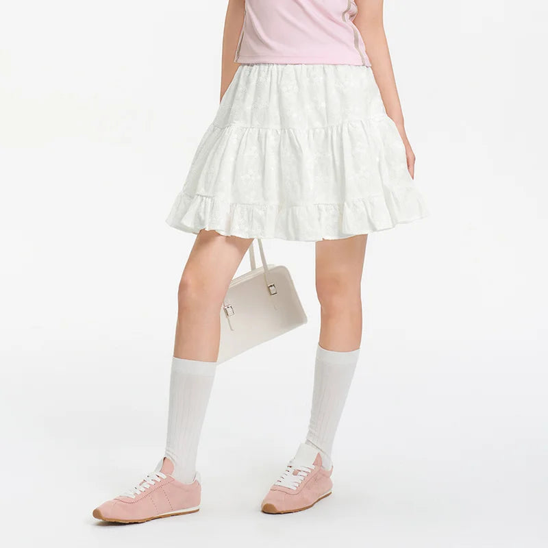 Semir Half Skirt Women Design Sense High-end Elegant Embroidered 2025 New Summer A-line Layered Skirt Playful