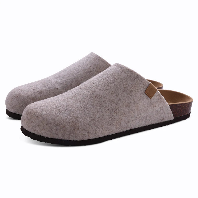Comwarm Cork Footbed Clogs, Leather Mules with Arch Support, Comfortable Indoor/Outdoor Flat Slides for Women & Men.