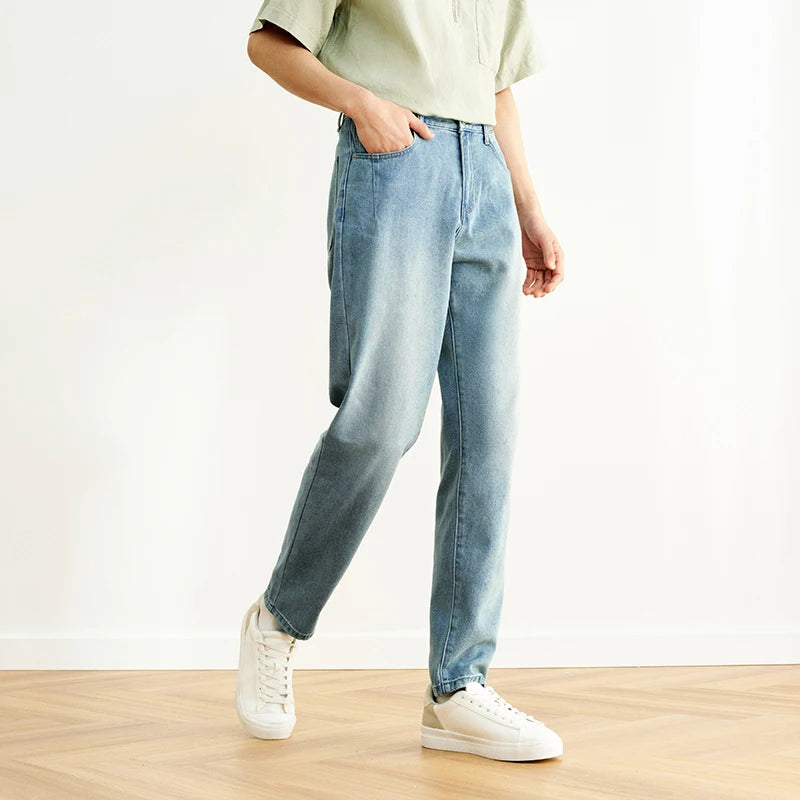 Semir Jeans Men Retro Distressed Wash Cool Feeling Tapered Pants 2025 New Summer Long Pants Classic Versatile for Casual Wear