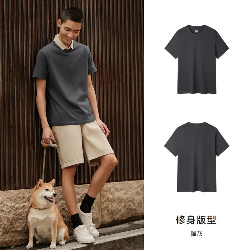 Semir Short Sleeve Men T-Shirt Cotton 2024 Summer New Man Clothing Is Thin And Versatile T Shirt Couples Solid Color Bottoming