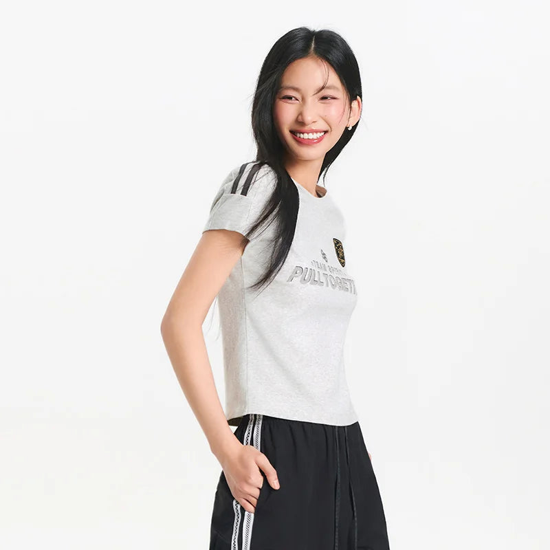 Semir Short Sleeve T-Shirt Women Short Style Slim Fit with Letters 2025 New Summer Style Regular Shoulder Top in a Sporty Style