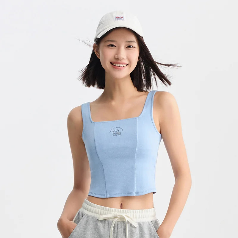 Semir Vest Women Short-Length With Square Neckline Cute Print 2024 Summer New Slim-Fit Corset Top Sassy
