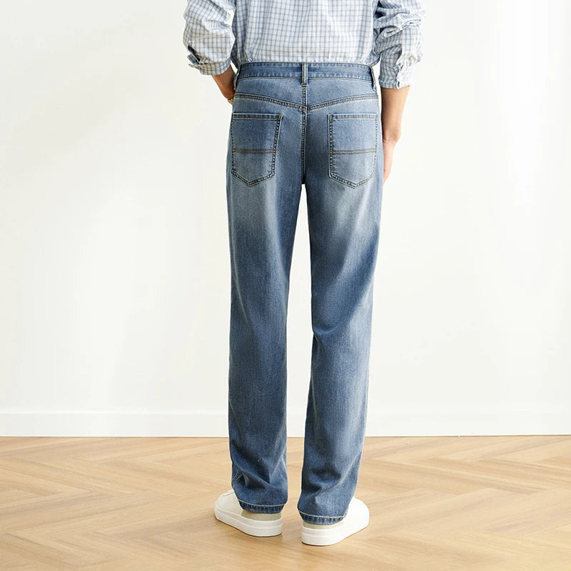 Semir Jeans Men Straight-Leg Retro Distressed 2025 New Summer Pants Cool Feeling Long Pants for Everyday and Trendy Outfits