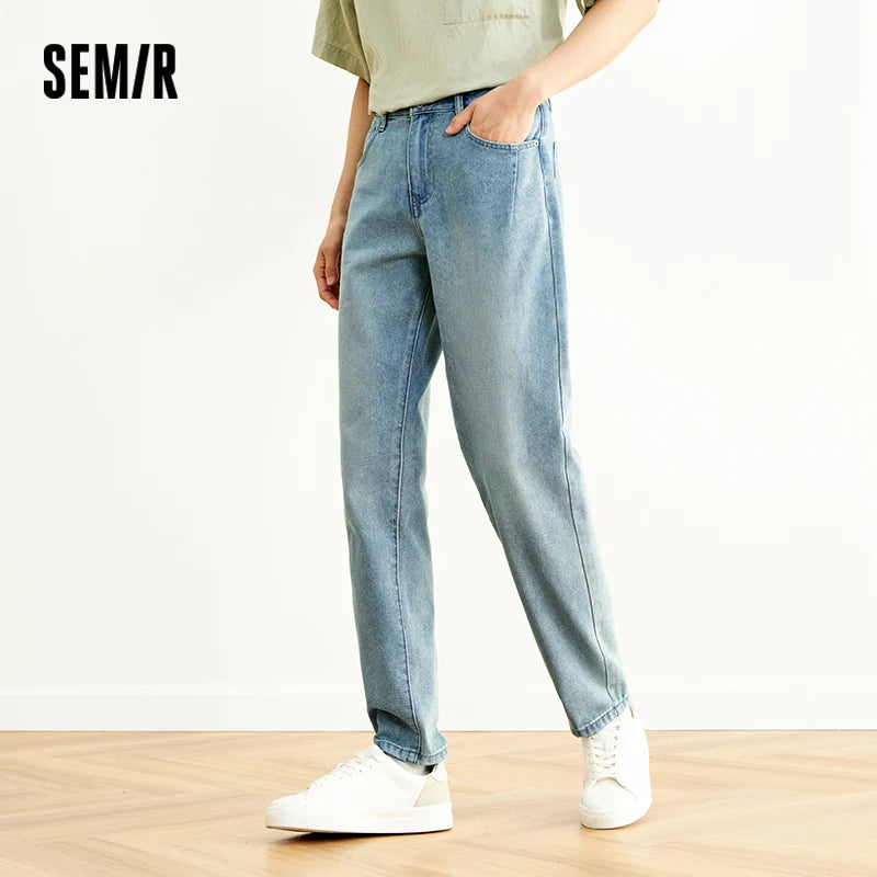 Semir Jeans Men Retro Distressed Wash Cool Feeling Tapered Pants 2025 New Summer Long Pants Classic Versatile for Casual Wear