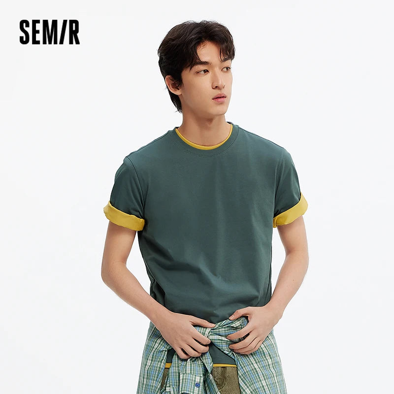 Semir Short Sleeve T-Shirt Men Moisture Wicking Antibacterial T-Shirt 2025 New Summer Solid Color Top for Heat Protection