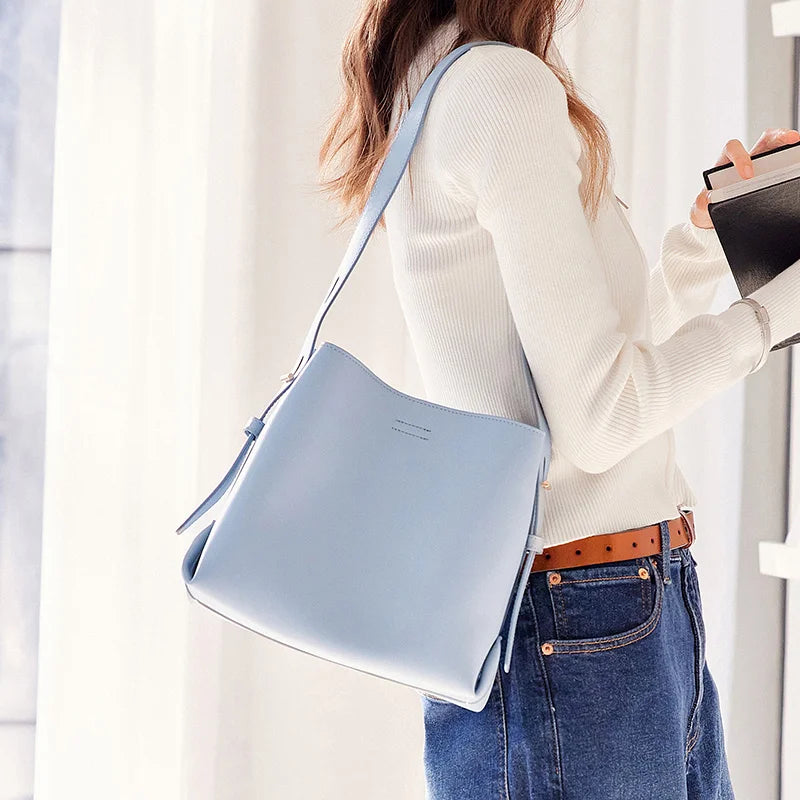 Semir Bucket Bag Women New Women Shoulder Bag Soft Leather Bag Popular Satchel Bag Commuter Christmas Bag