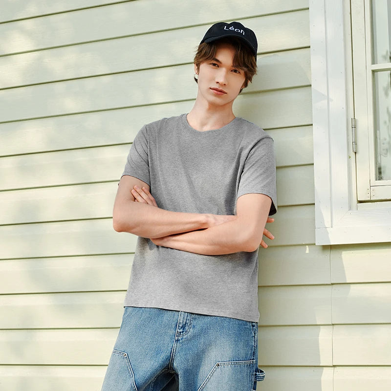 Semir Short Sleeve T-Shirt Men Pure Cotton Bottoming Shirt 2025 New Spring Solid Color Inner Layer Top Versatile White T-Shirt