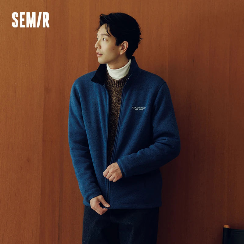 Semir Men Knit Zip Stand Collar Jacket