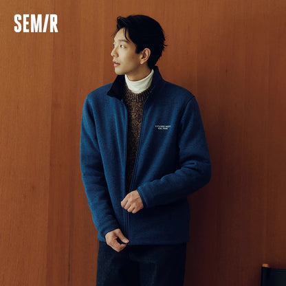 Semir Men Knit Zip Stand Collar Jacket