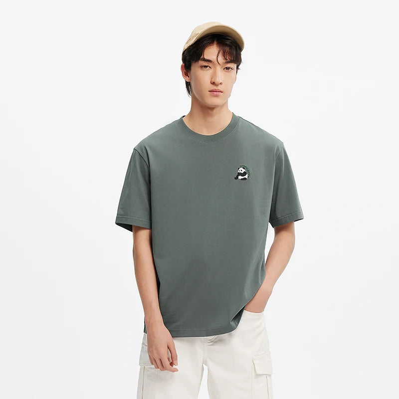 Semir Short Sleeve T-Shirt Men Moisture Wicking Panda Embroidered 2025 New Summer Knit Top for Casual and Comfortable Style